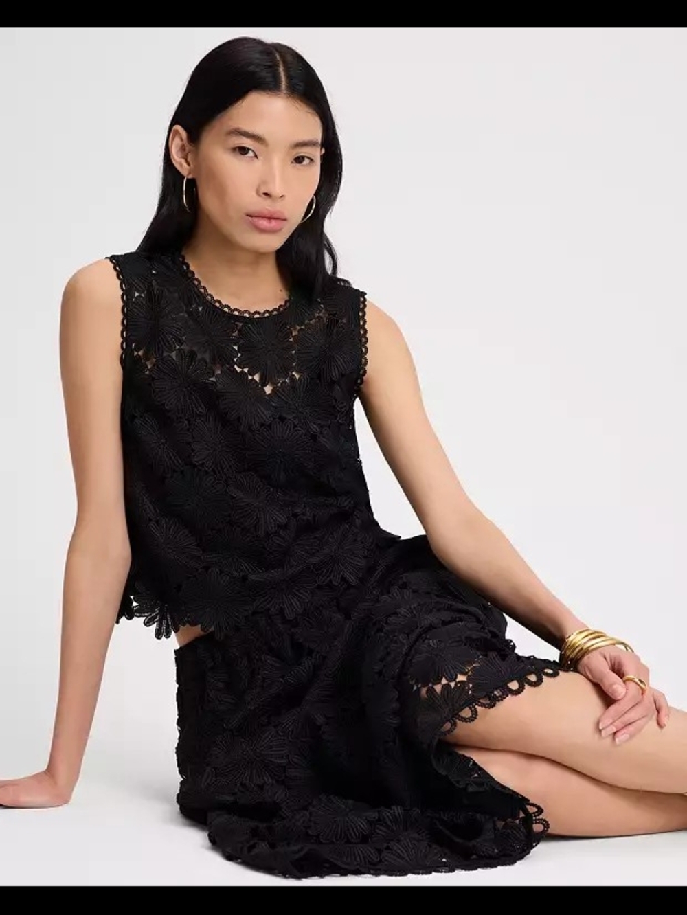 Black Floral Lace Two-Piece Set